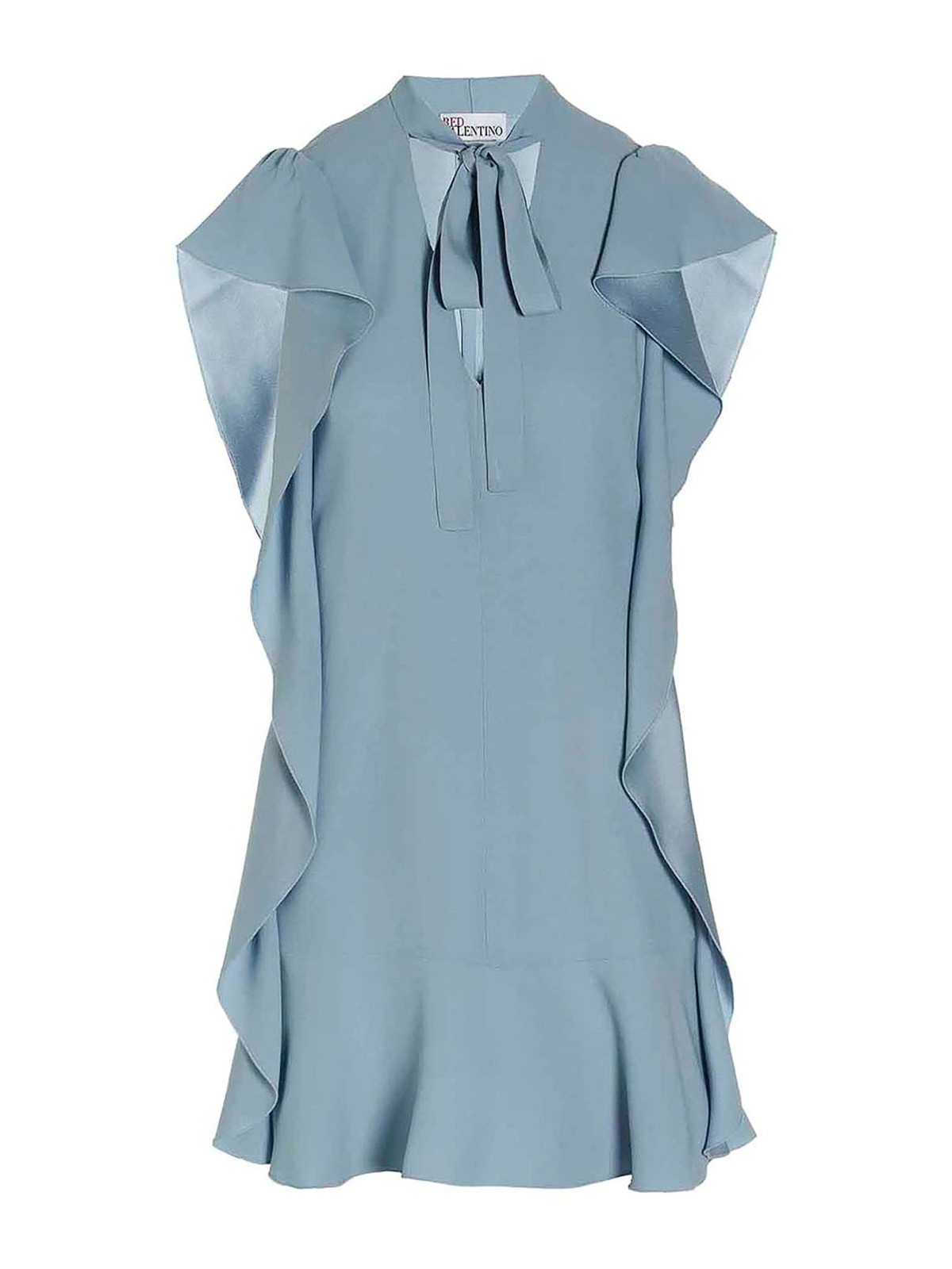 red valentino light blue dress Red Valentino Pleated Cottonblend Oxford Mini Shirt Dress In Light Blue - 55% Off