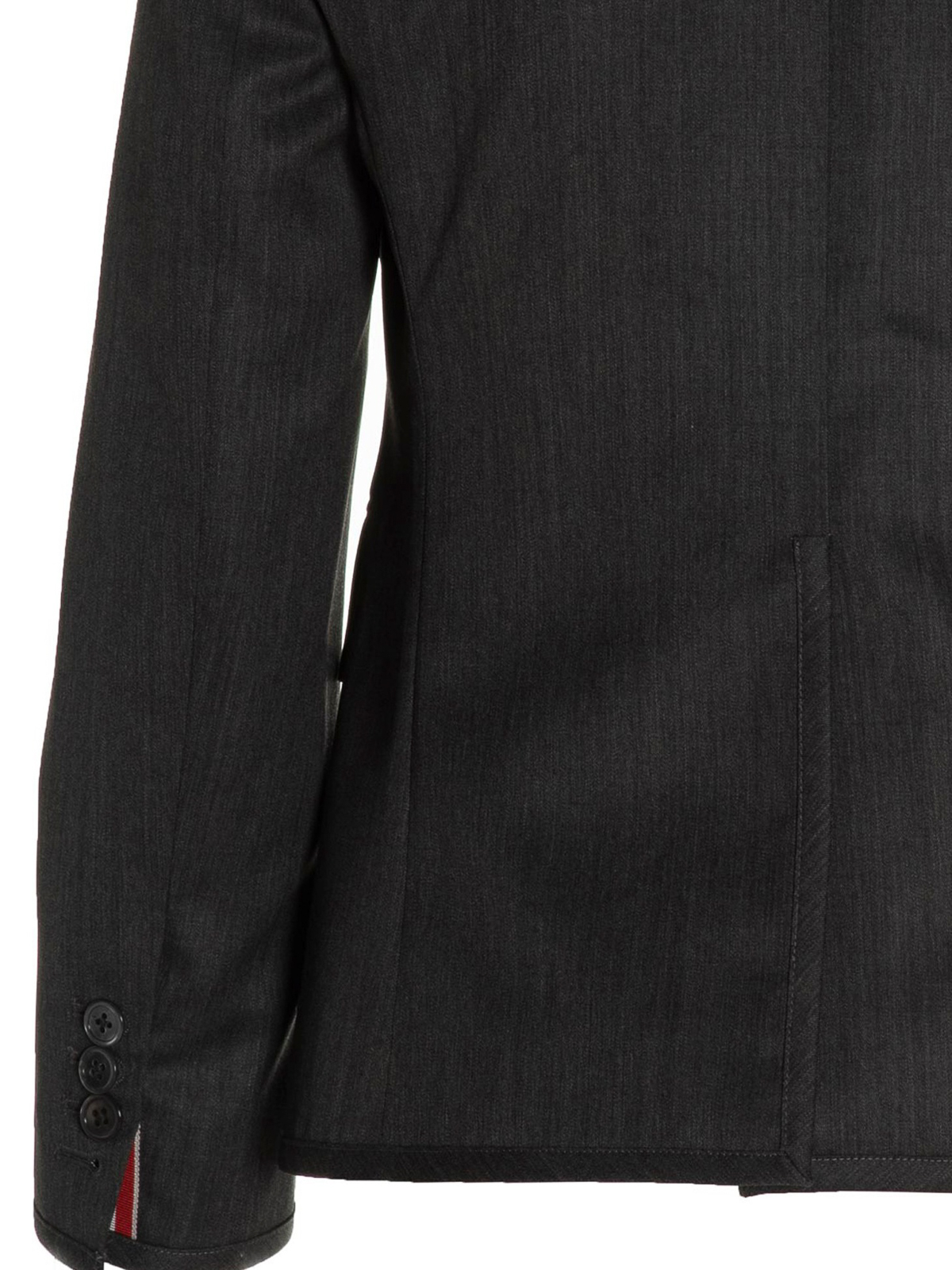 Shop Thom Browne Wool Single Breast Blazer Jacket In Grey