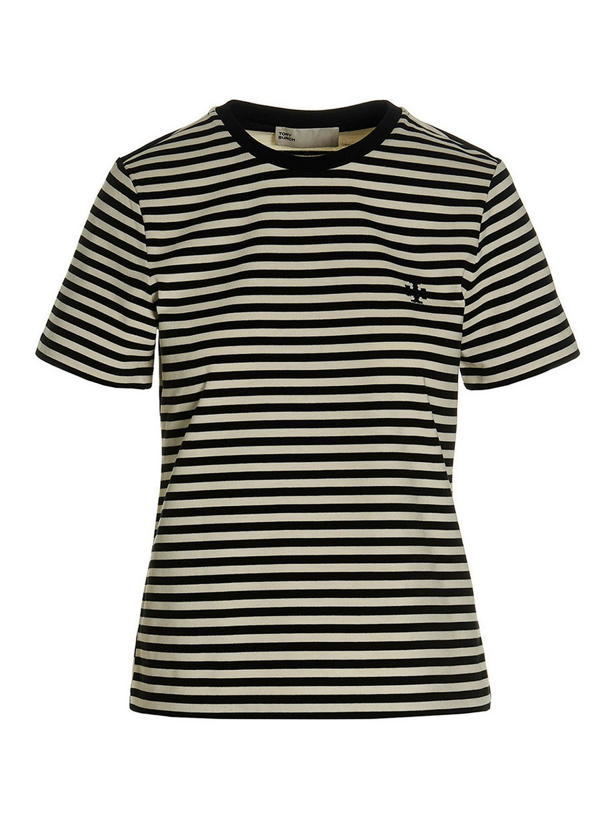 Shop Tory Burch Stripes T-shirt In Black