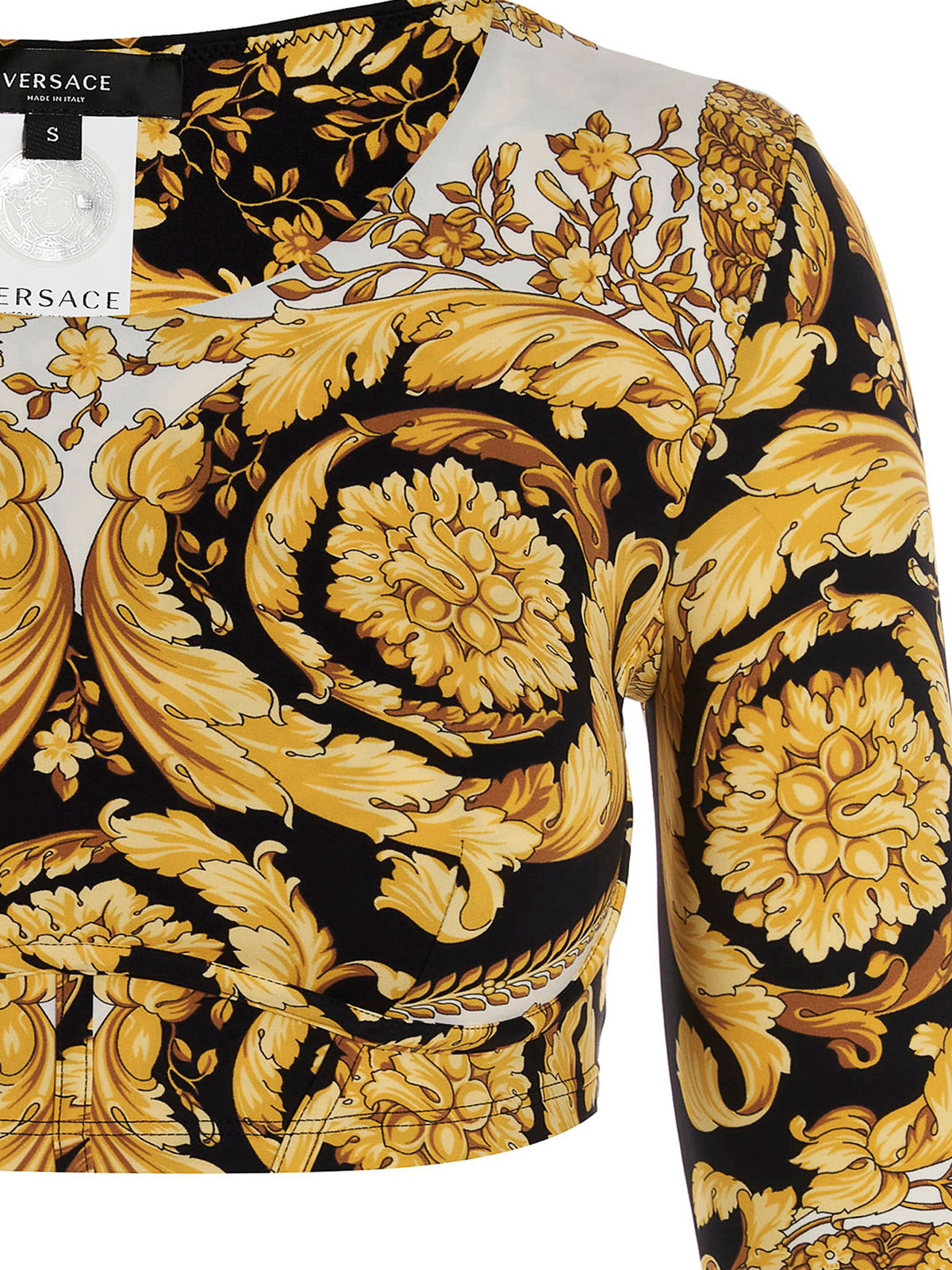Shop Versace Barocco Cropped Top In Multicolour