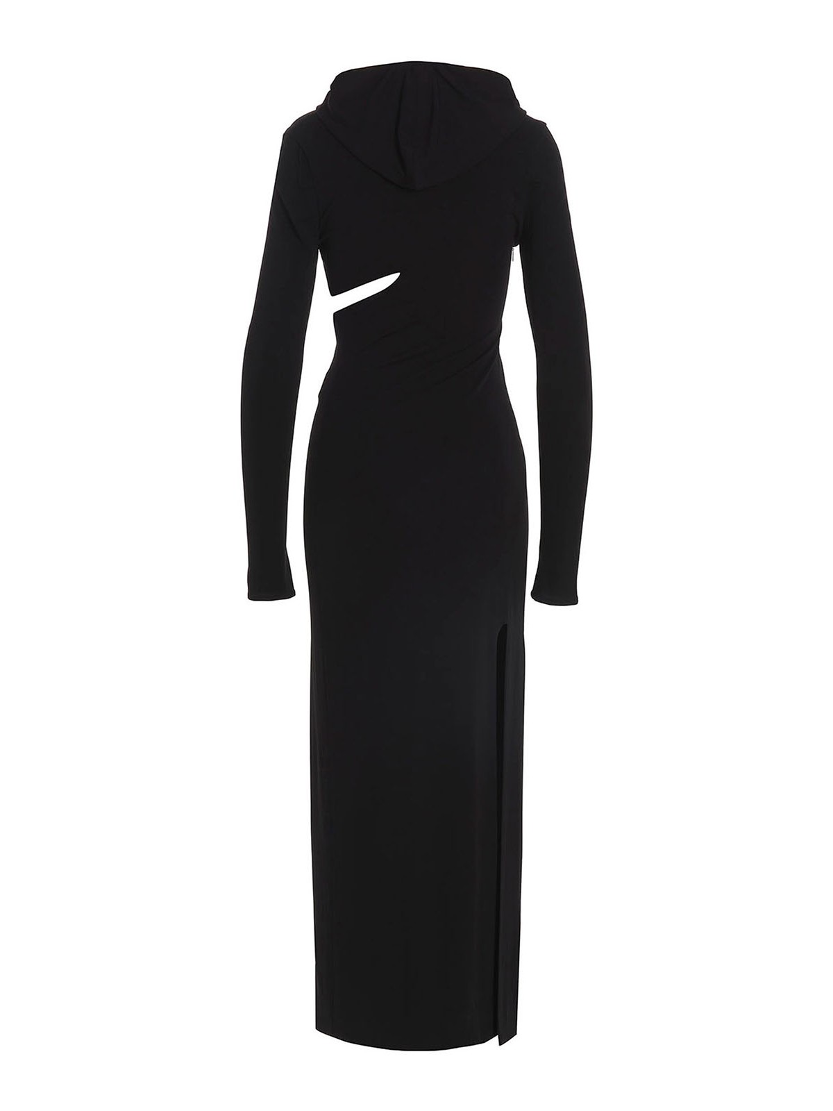 Shop Versace Long Cut-out Hooded Dress In Black