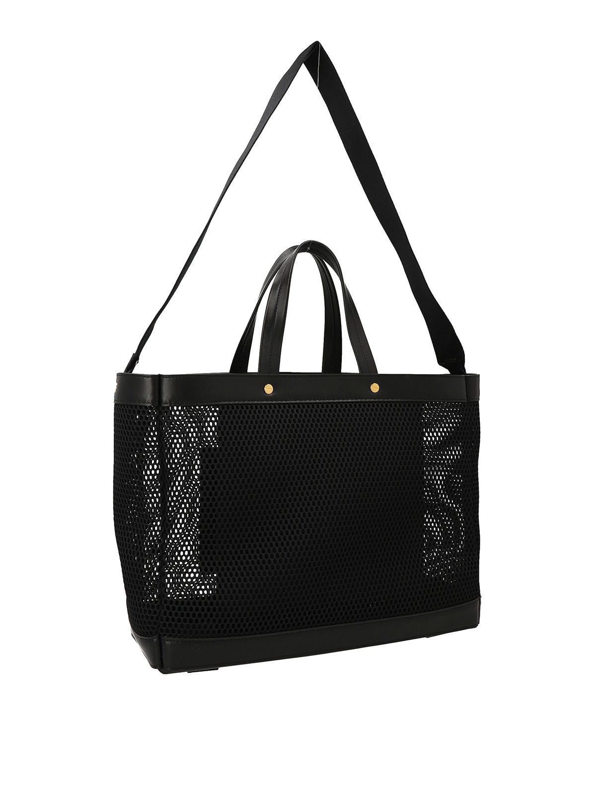 Shop Tom Ford Logo Leather Mesh Shopping Bag In Black