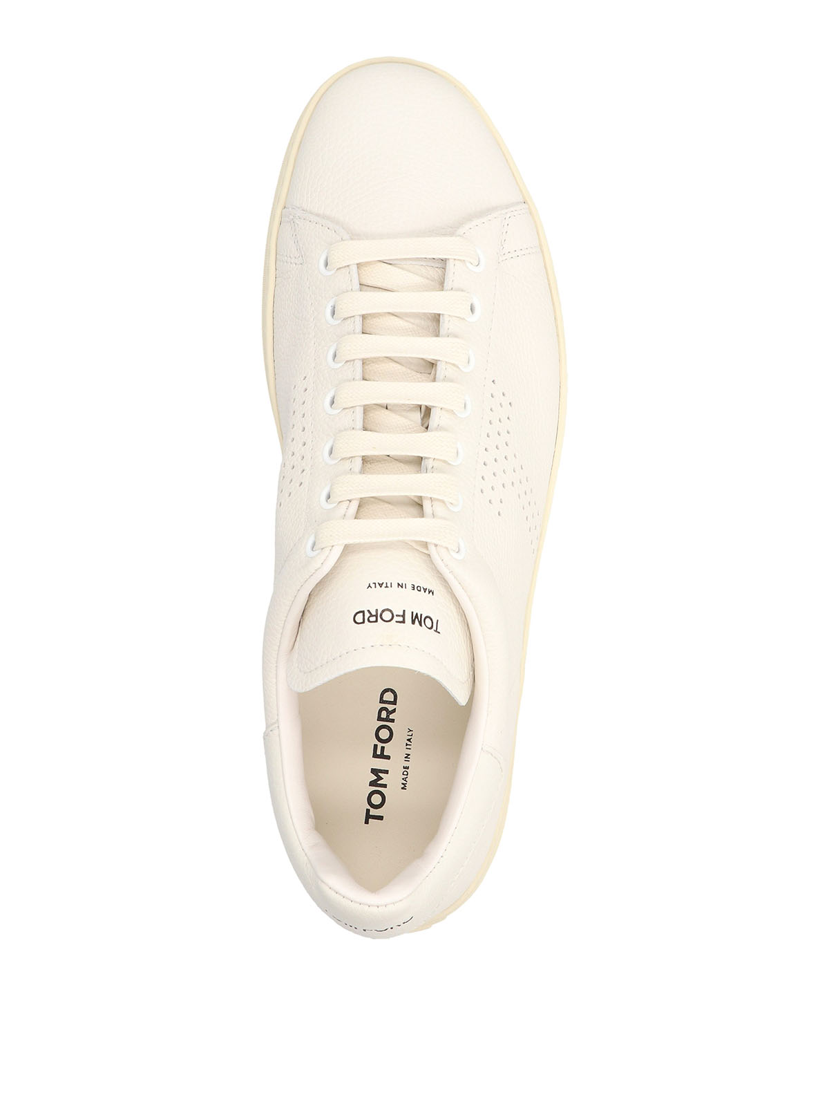 Shop Tom Ford Logo Leather Sneakers In White