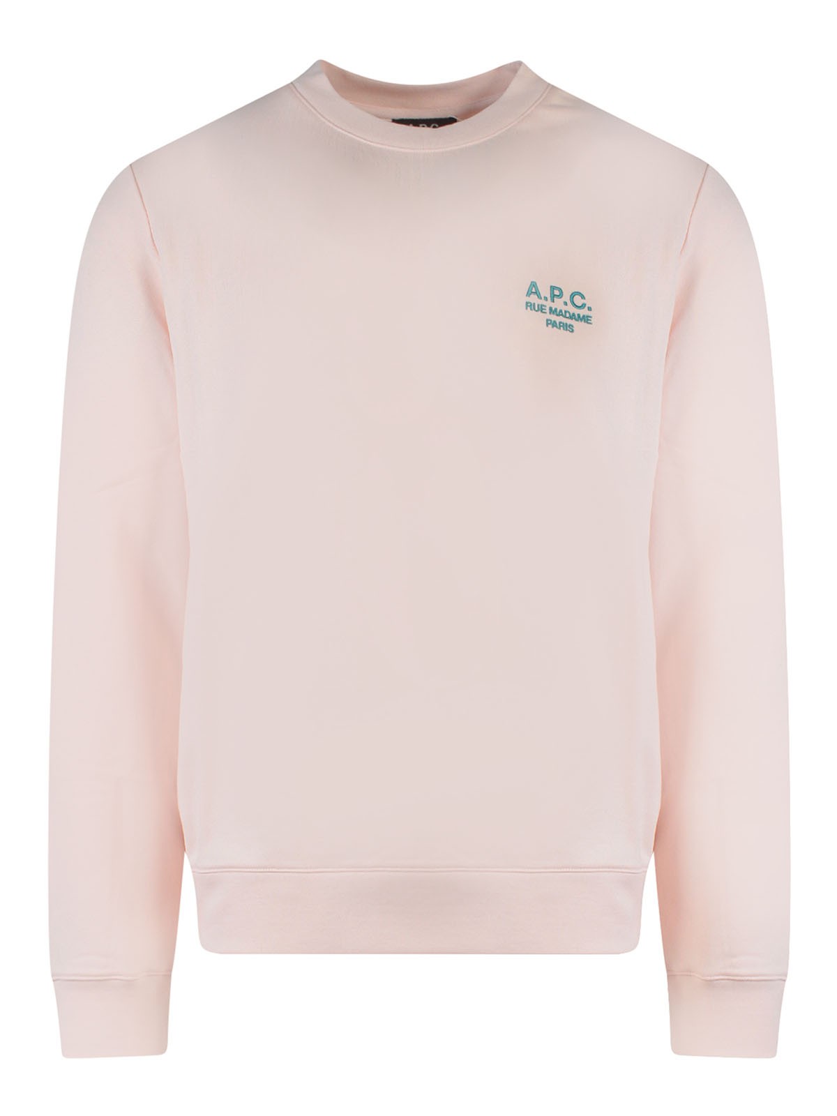 Shop Apc Cotton Sweatshirt With Embroidered Logo In Pink