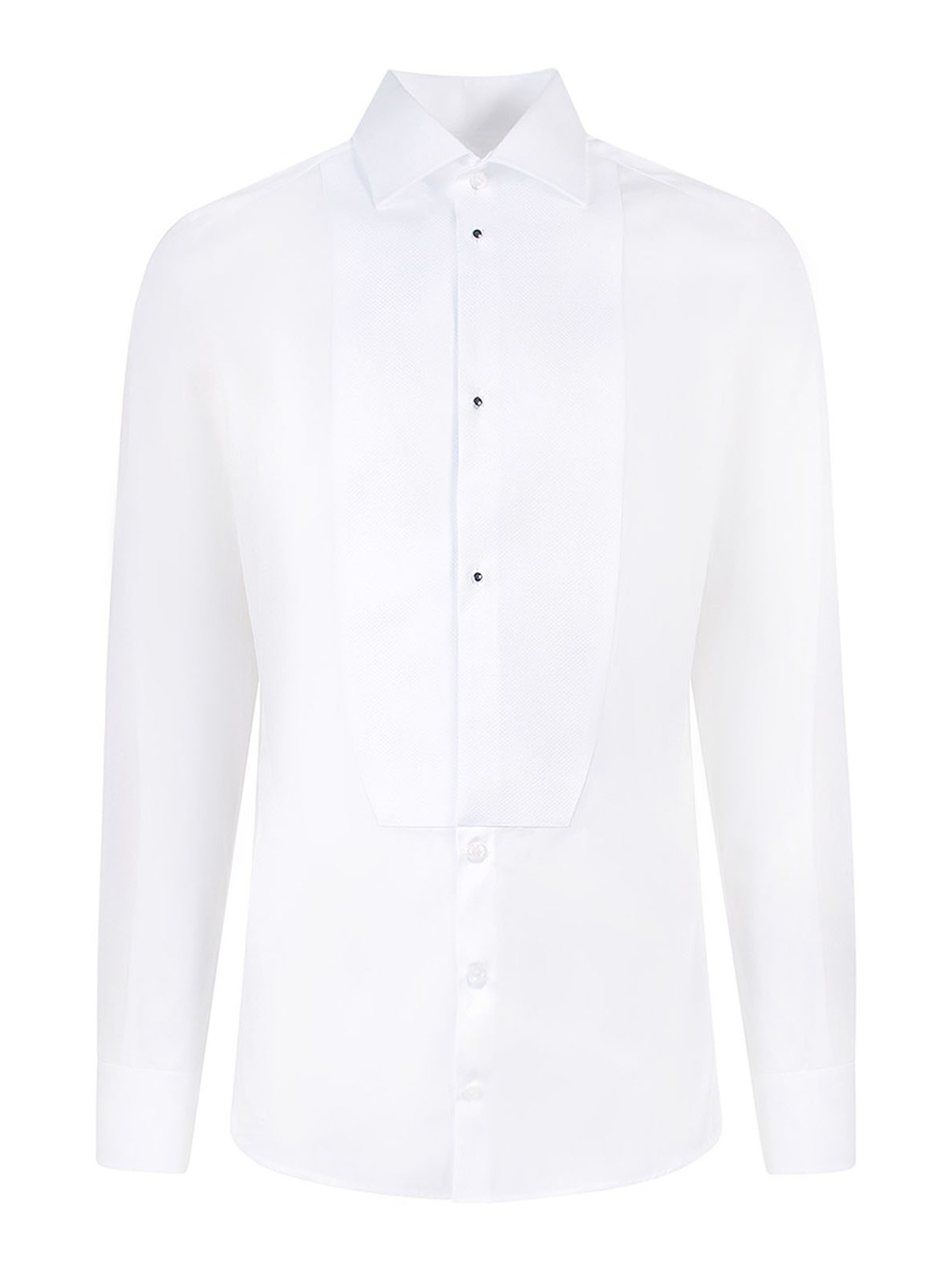 Shop Dolce & Gabbana Cotton Shirt With Frontal Plastron In Blanco