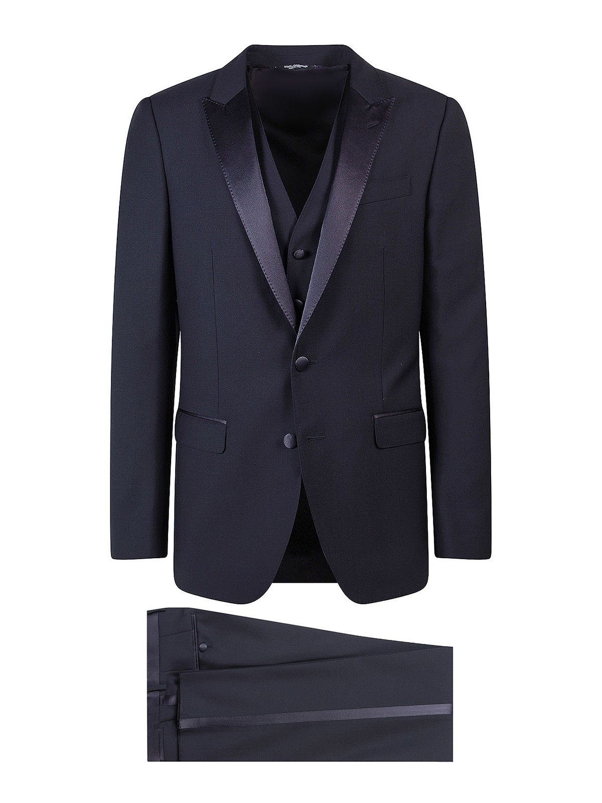 Dolce & Gabbana Three Pieces Wool Tuxedo With Satin Profiles In Black