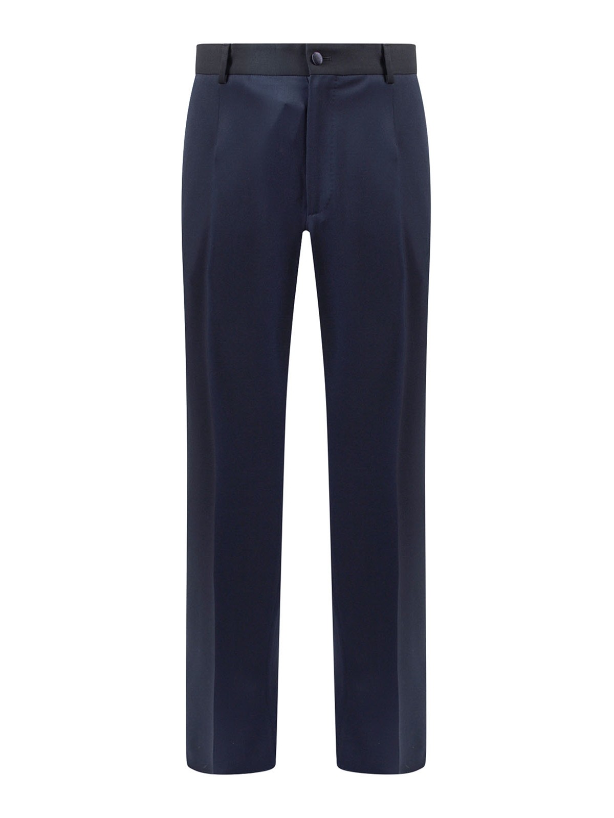 Dolce & Gabbana Stretch Wool Trouser With Side Band In Azul