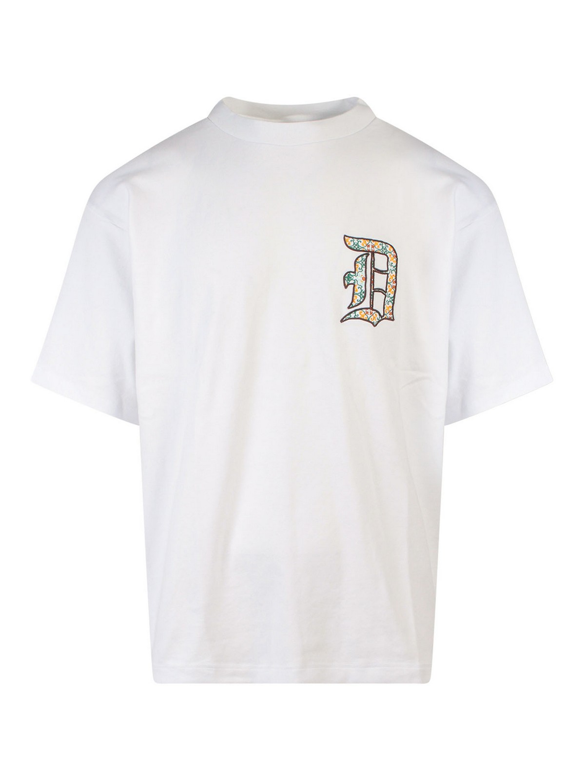 Drôle De Monsieur Cotton T-shirt With Coloured Logo Patch In White