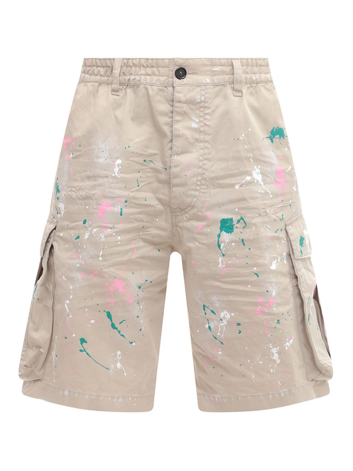 Cotto cargo bermuda shorts with paint stains