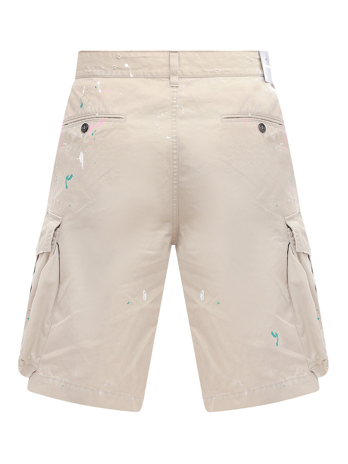 Cotto cargo bermuda shorts with paint stains