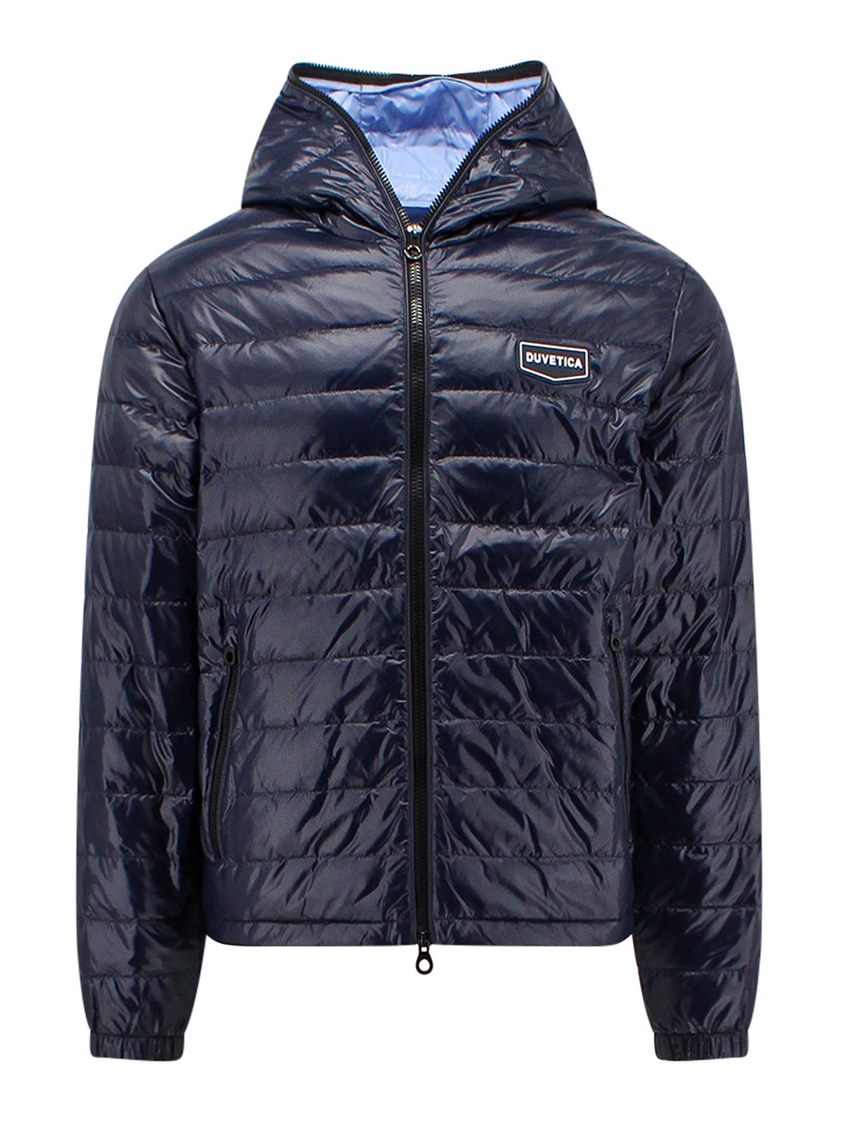 Shop Duvetica Quilted Nylon Jacket With Front Logo Patch In Blue