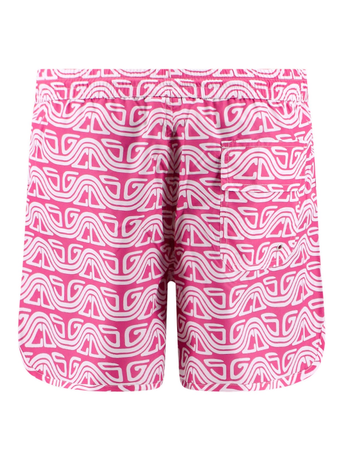Shop Gcds Nylon Swim Trunk With All-over Logo In Pink