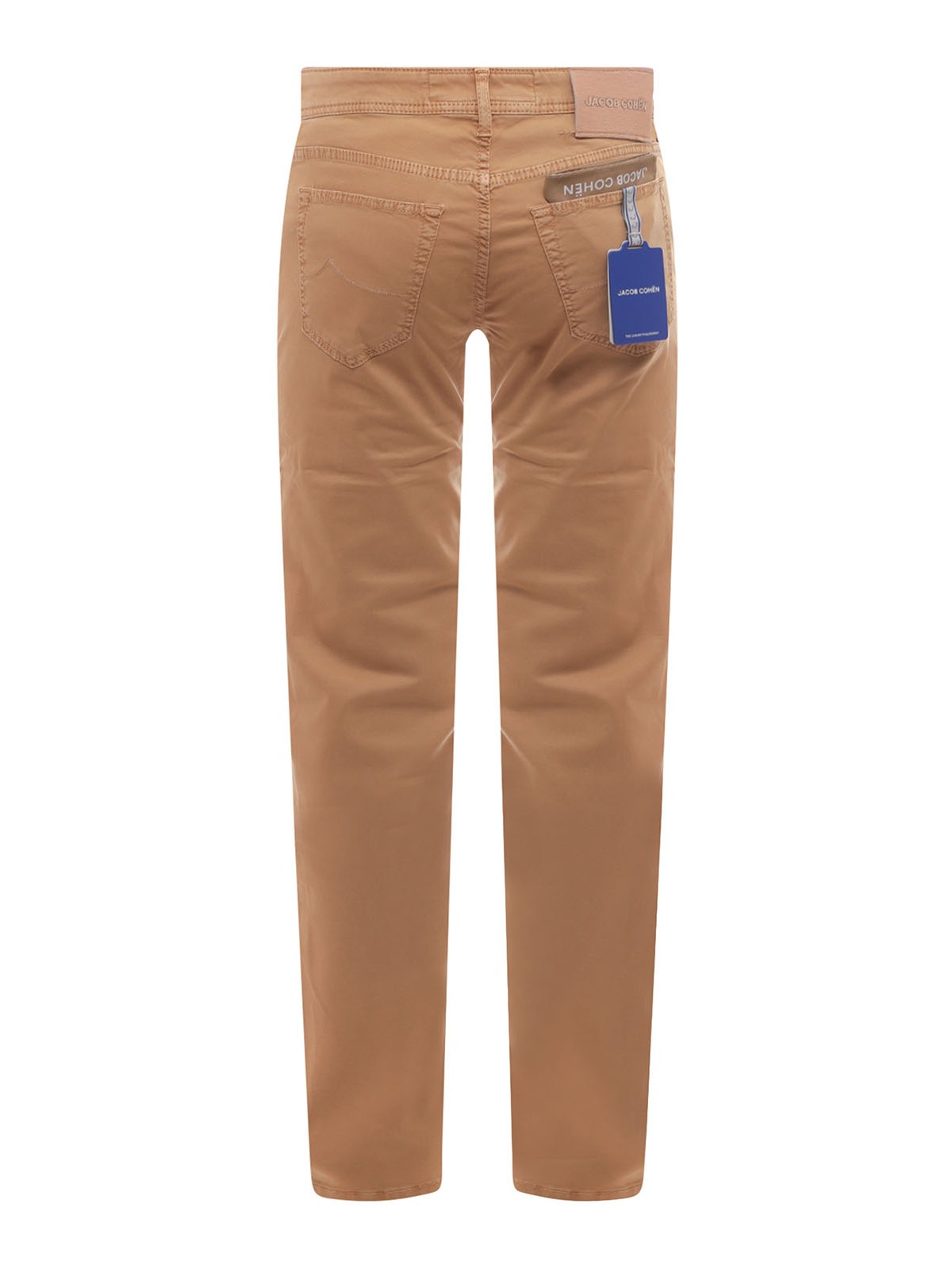 Shop Jacob Cohen Slim Fit Trouser With Back Logo Patch In Beige