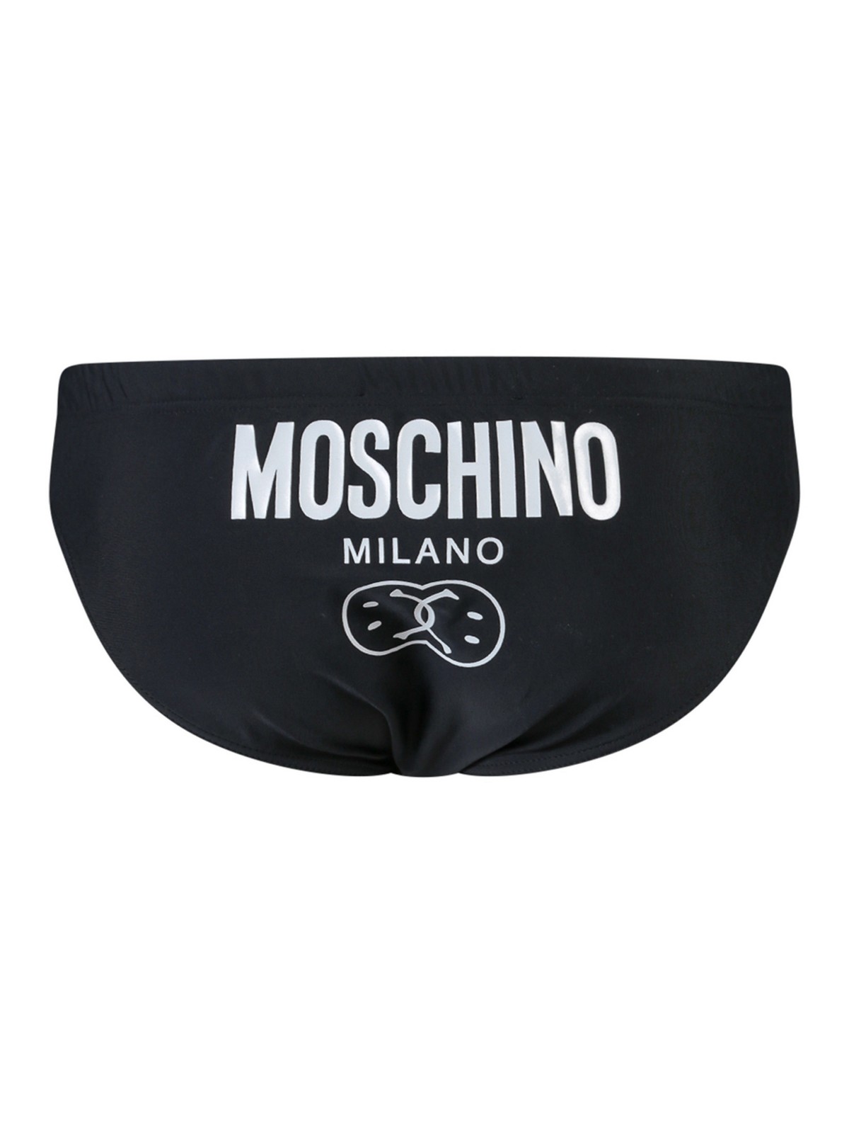 Shop Moschino Stretch Nylon Swim Slip In Black