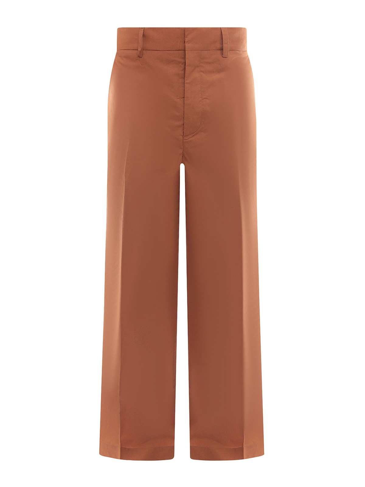 Shop Nanushka Cotton Crop Trouser In Brown