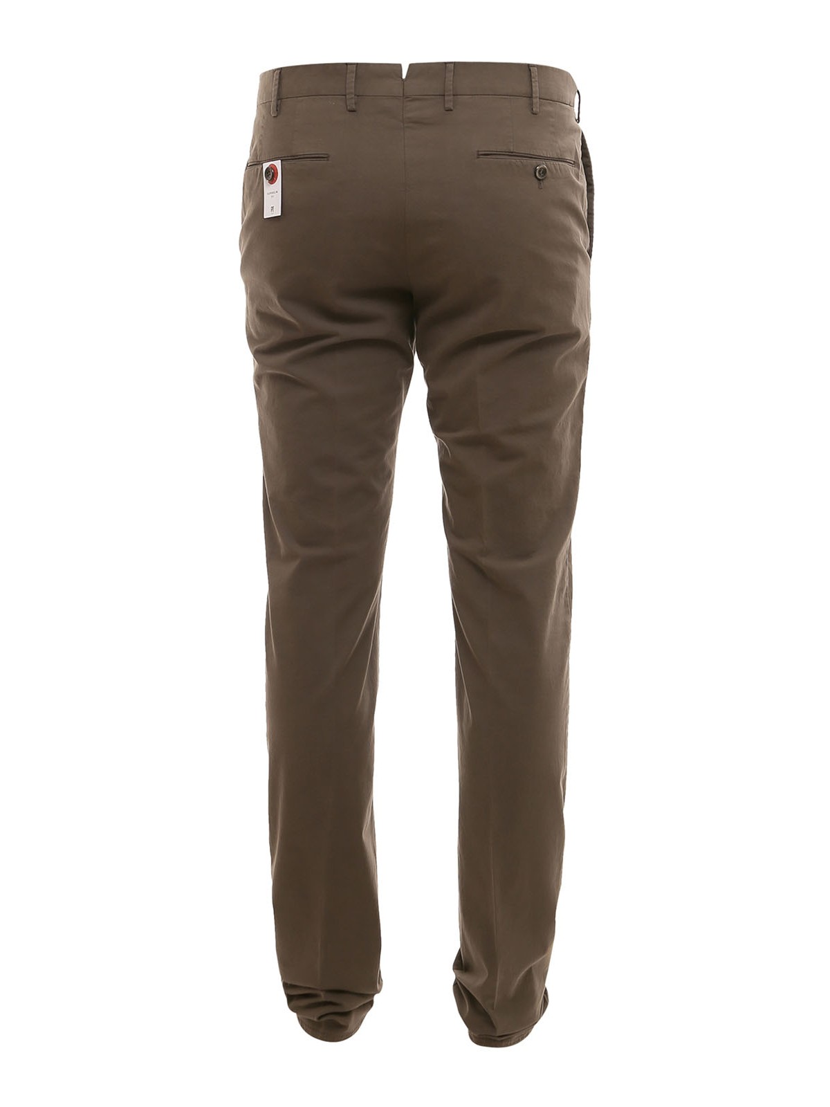 Shop Pt Torino Cotton Trouser In Brown
