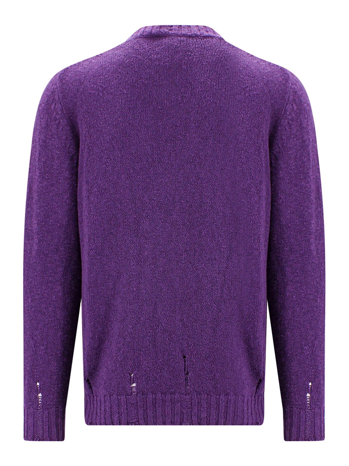 Shop Pt Torino Cotton Cardigan Destroyed Effect In Purple