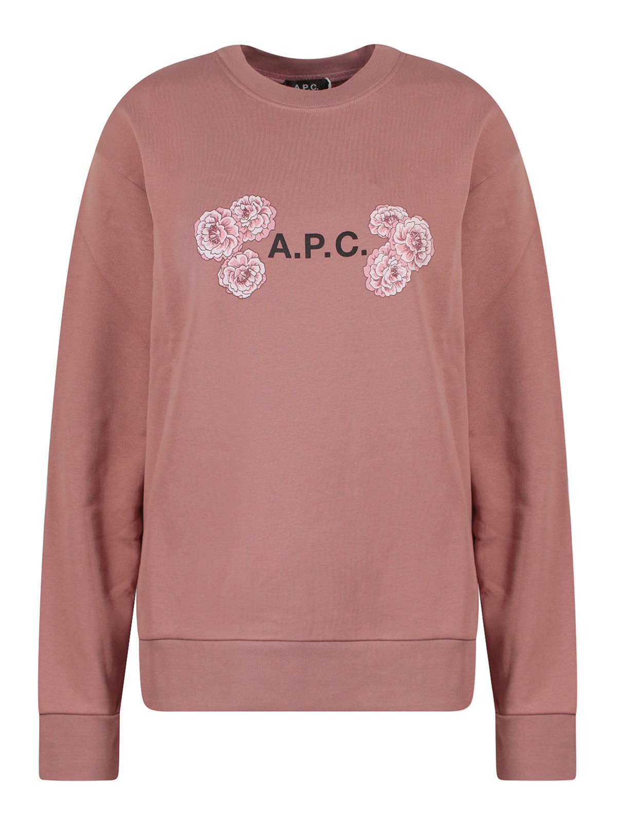Apc Cotton Sweatshirt With Print In Pink