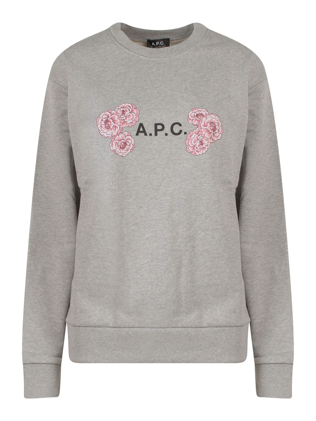 Apc Cotton Sweatshirt With Print In Grey
