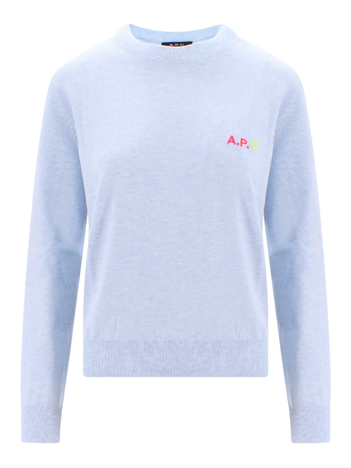 Apc Cotton Sweater With Embroidered Logo In Blue