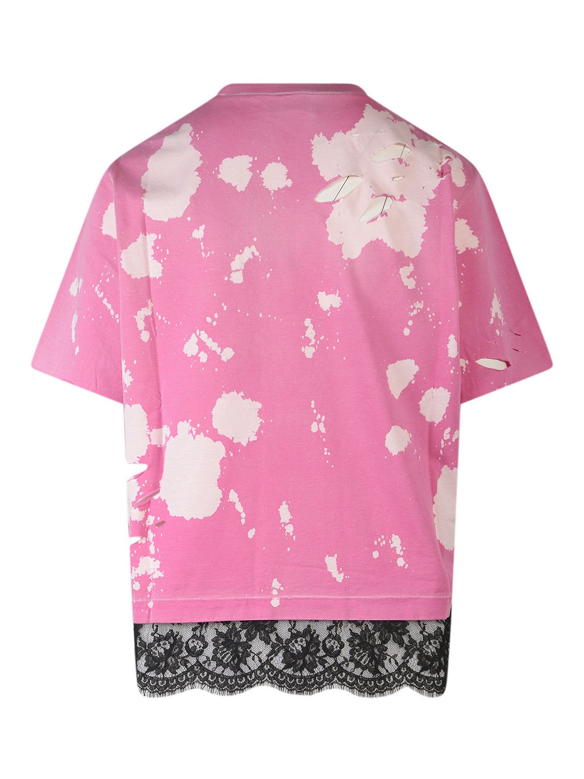Shop Dsquared2 T-shirt With Ripped And Bleached Effect In Pink