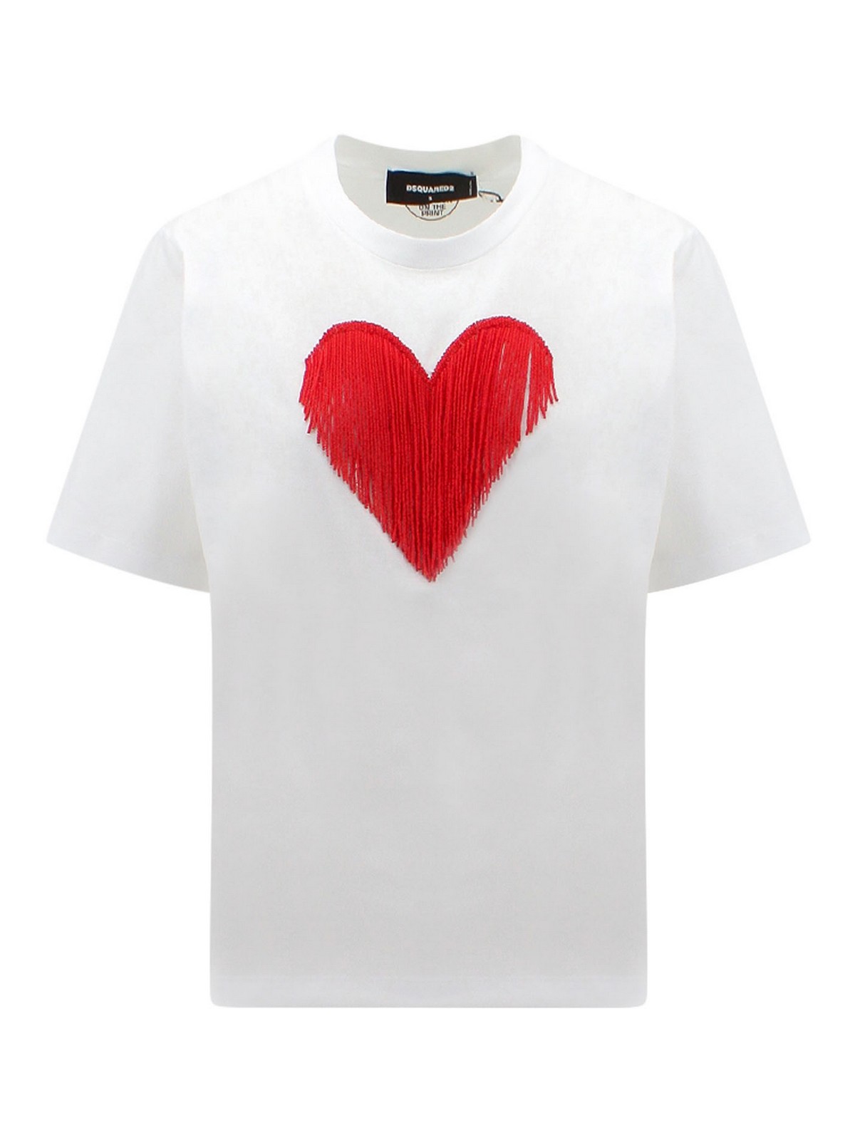 Dsquared2 Cotton T-shirt With Micro-beads Detail In White