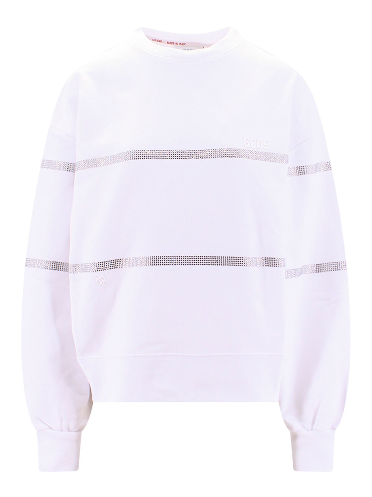 Shop Gcds Cotton Sweatshirt With Frontal Logo Patch In White