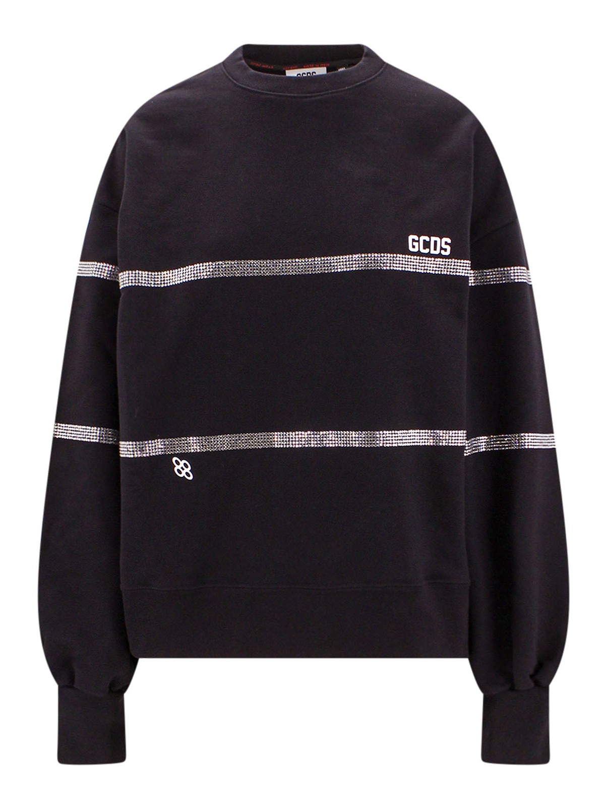Gcds Cotton Sweatshirt With Frontal Logo Patch In Black