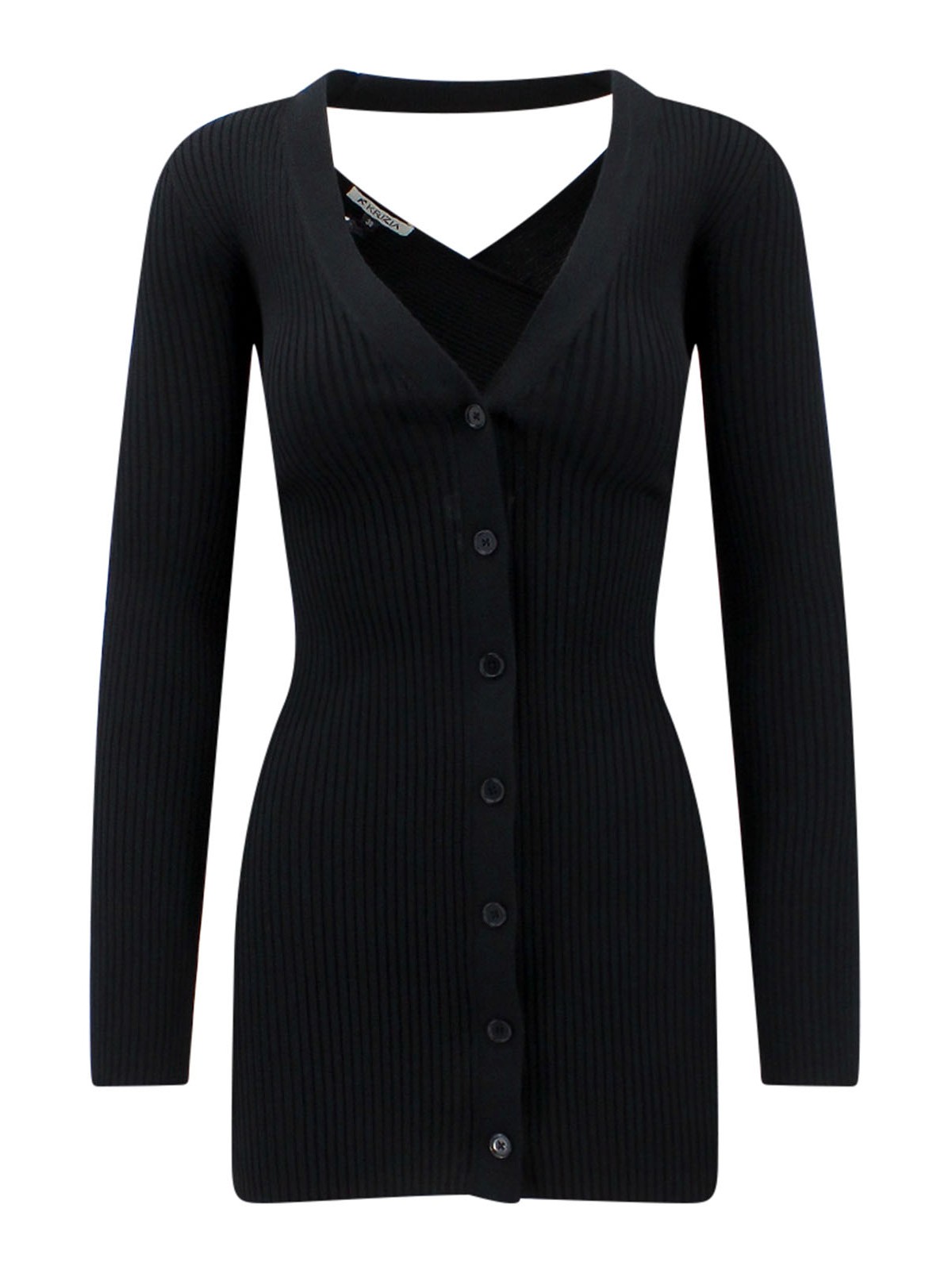 Shop K Krizia Viscose Cardigan With Ribbed Pattern In Black