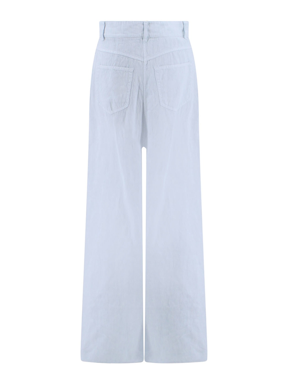 Shop Krizia Linen Trouser With Frontal Pinces In Blue
