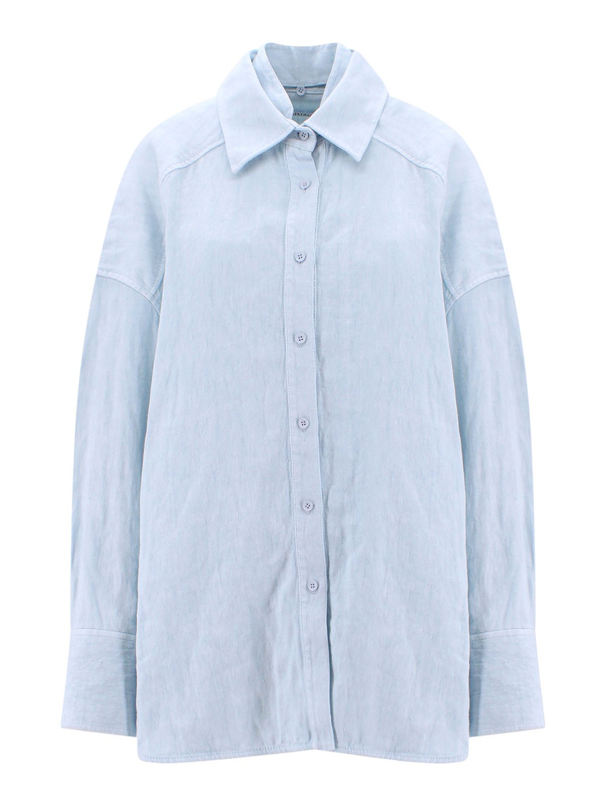 Shop Krizia Oversize Linen Shirt In Blue