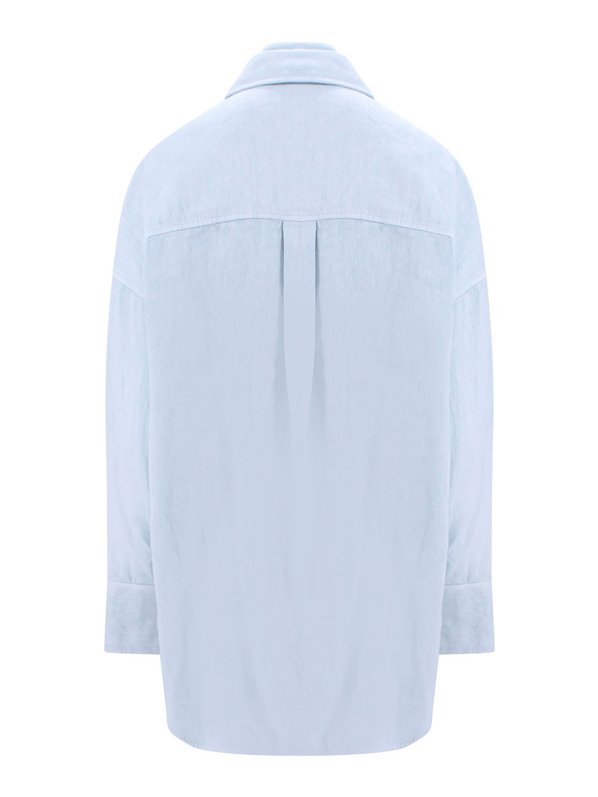 Shop Krizia Oversize Linen Shirt In Blue