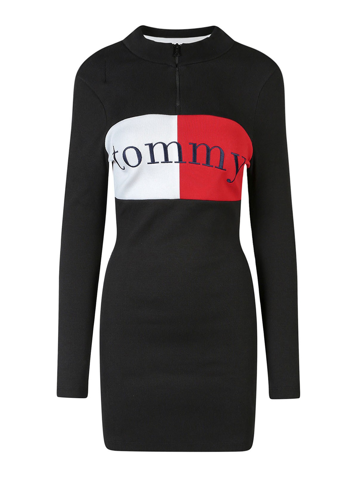 Tommy Hilfiger Stretch otton dress with embroidered logo|DW0DW14696BLACK
