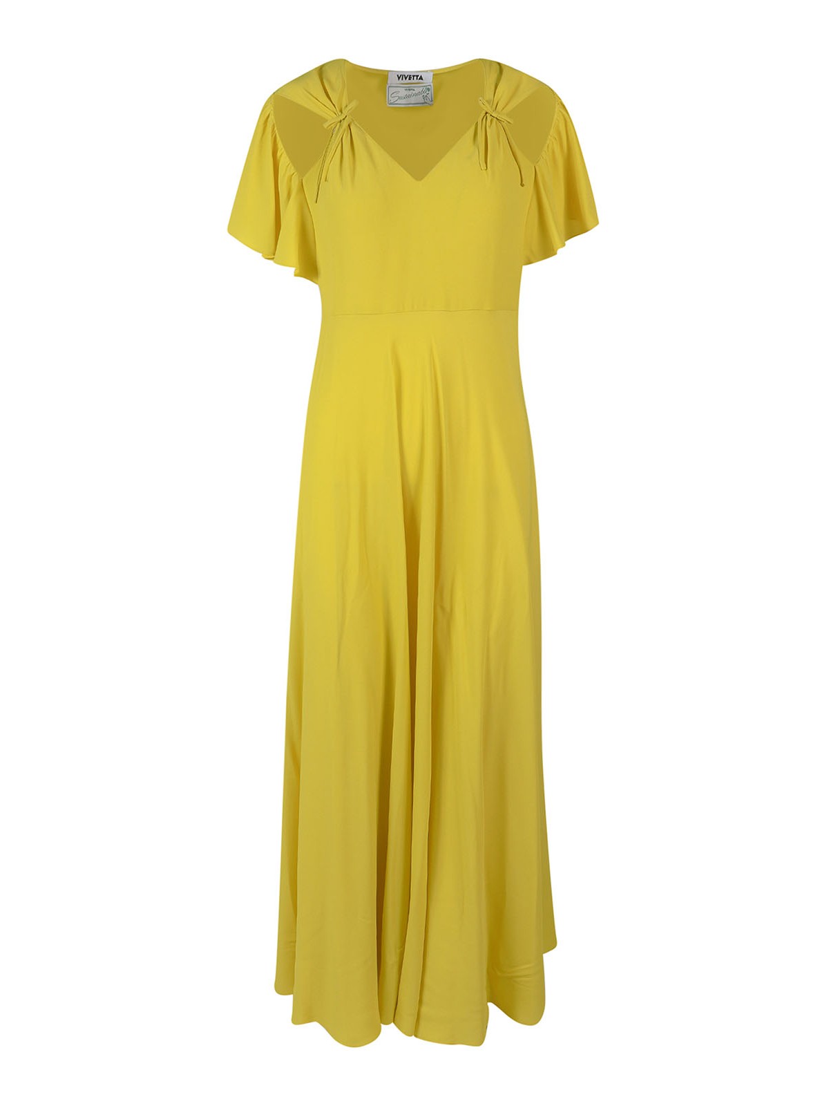 Shop Vivetta Sustainable Silk Blend Long Dress In Green