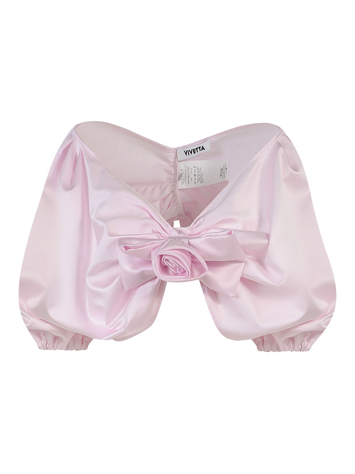 Vivetta Satin Top With Flower And Bow Detail In Pink