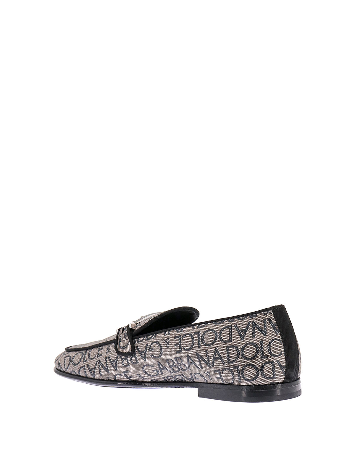 Shop Dolce & Gabbana Loafers With All-over Lettering Logo Print In Beis