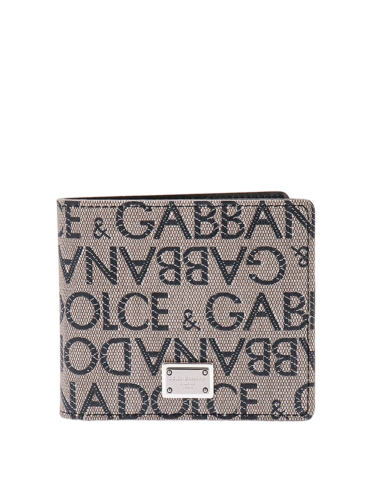Dolce & Gabbana Coated Canvas Wallet With With All-over Logo In Beige