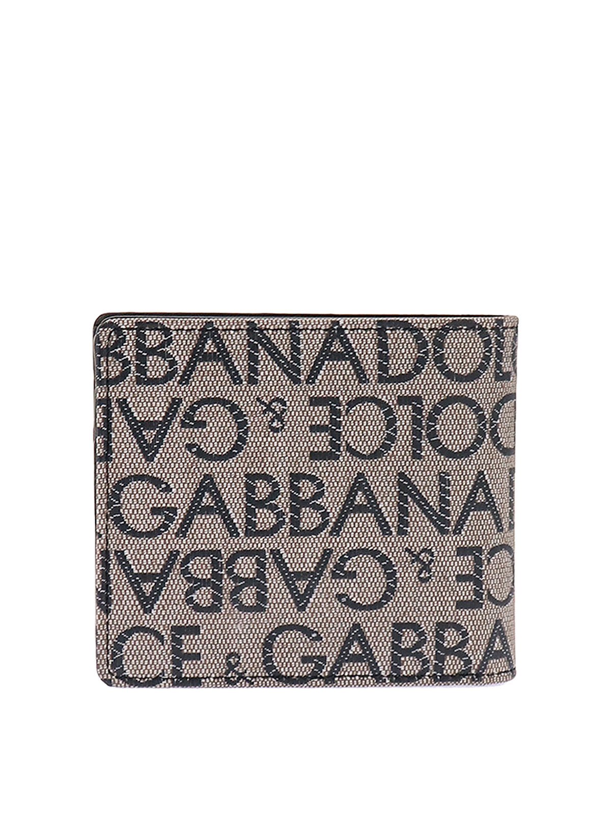 Shop Dolce & Gabbana Coated Canvas Wallet With With All-over Logo In Beige