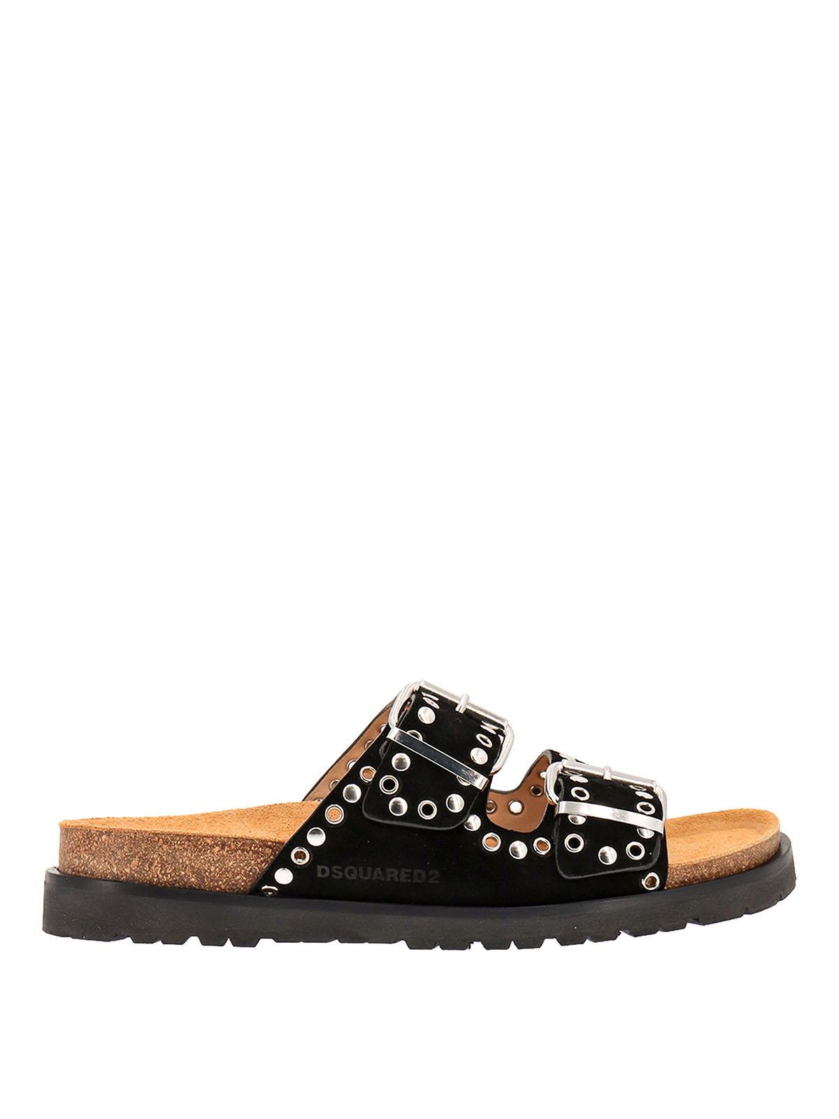 Dsquared2 Suede Sandals With Metal Studs In Negro