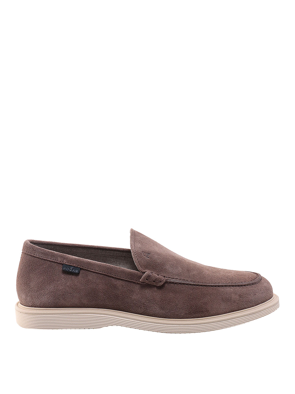 Hogan Suede Loafer With Rubber Sole In Marrón
