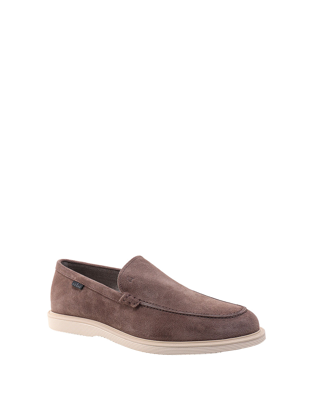 Shop Hogan Suede Loafer With Rubber Sole In Marrón