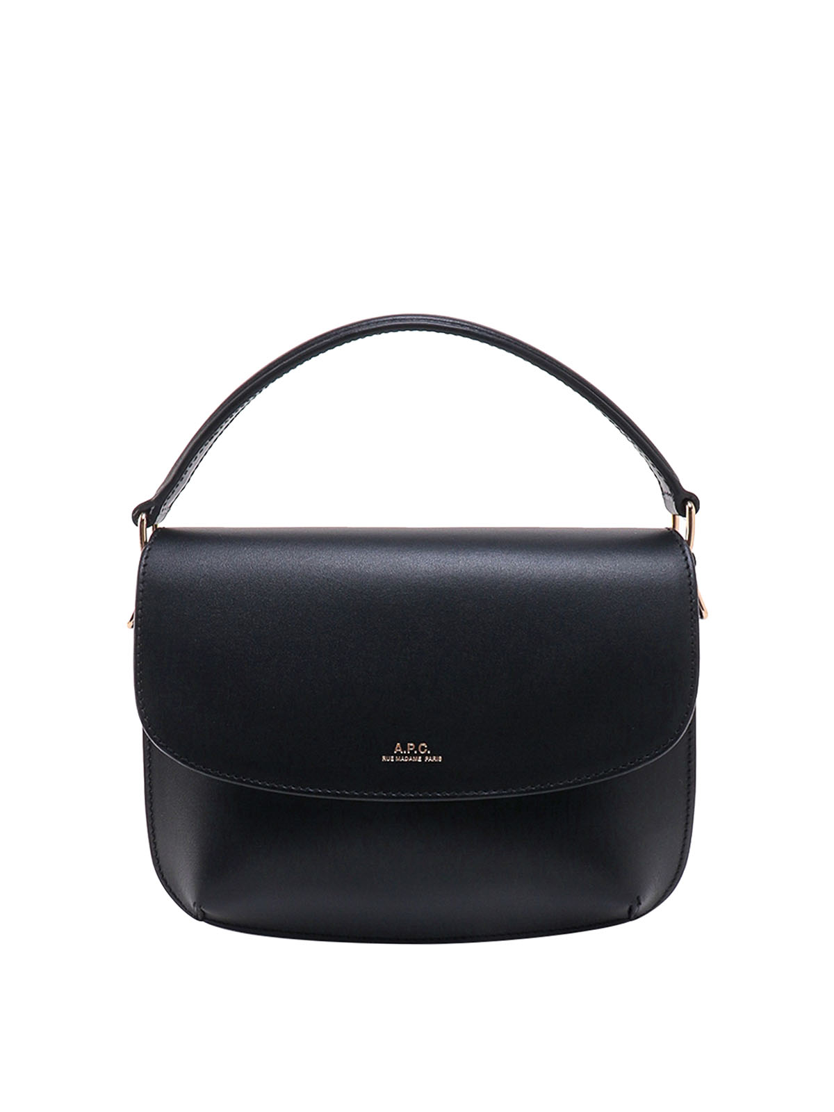 Apc Leather Shoulder Bag With Logo Print In Negro