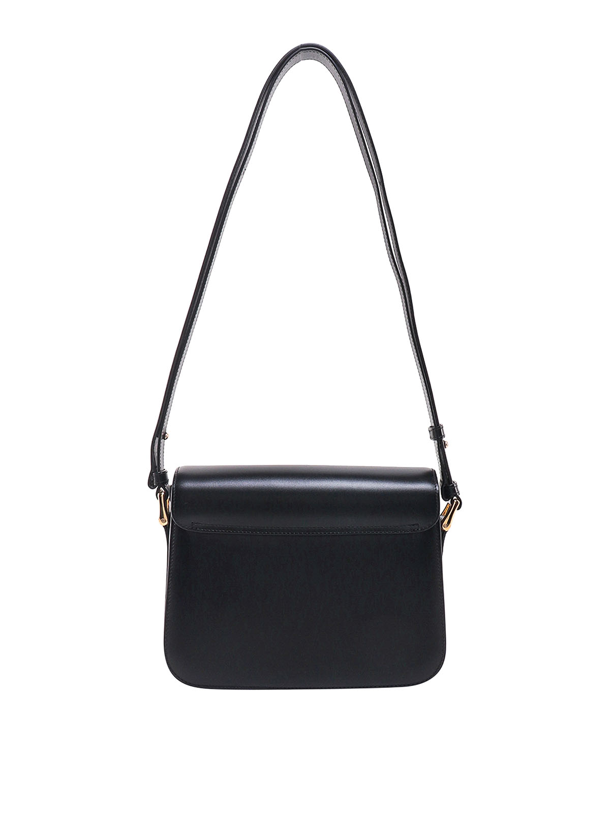 Shop Apc Leather Shoulder Bag With Frontal Logo In Black