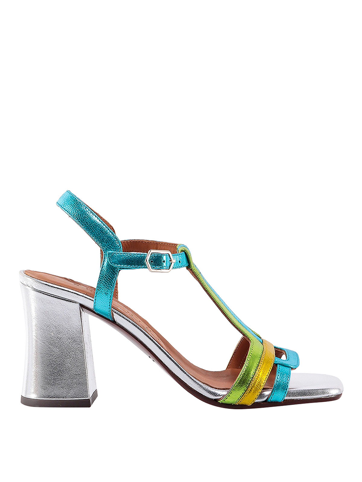 Shop Chie Mihara Laminated Leather Sandals In Multicolour