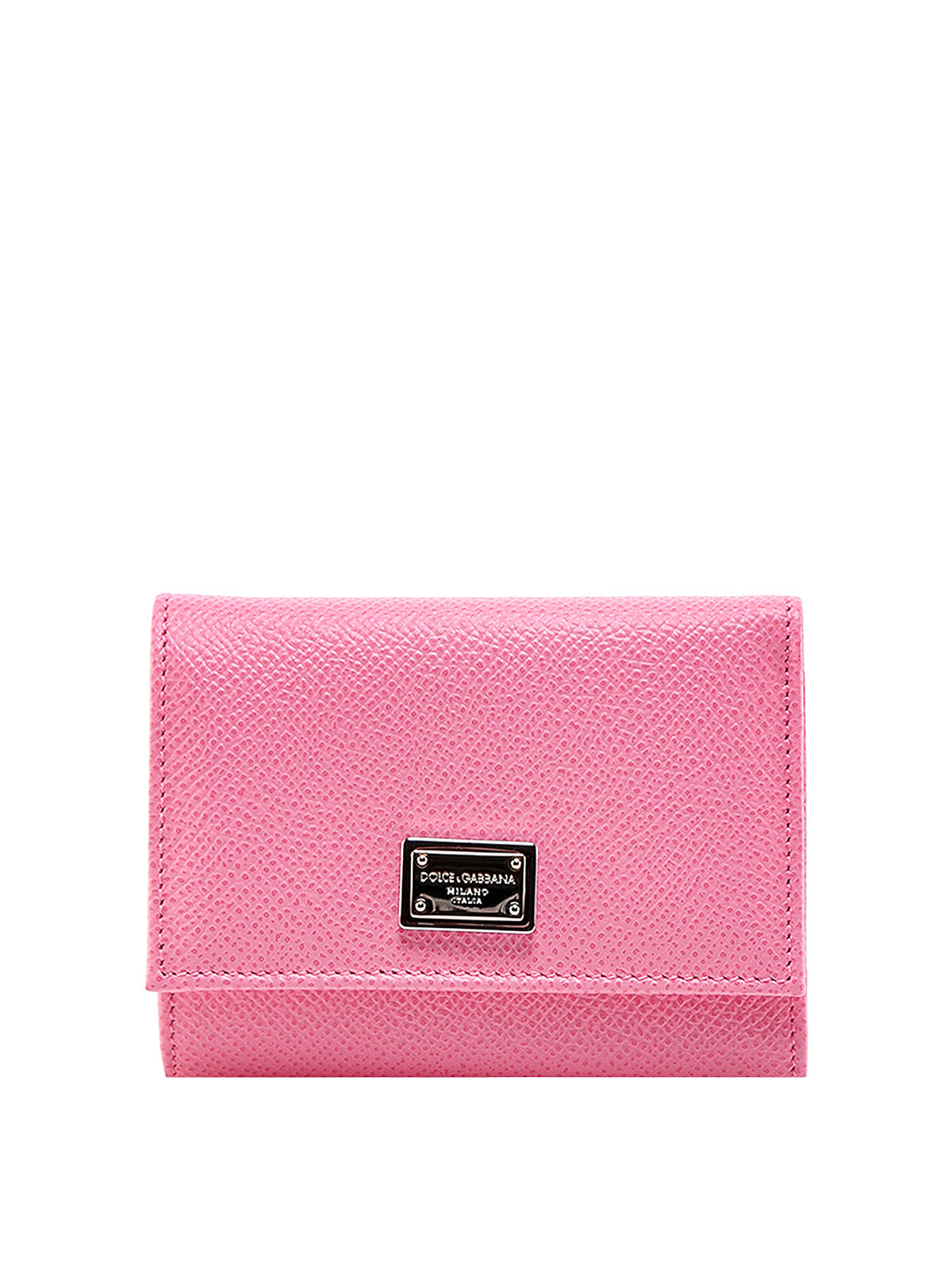 Dolce & Gabbana Leather Wallet With Iconic Logo Detail In Rosado