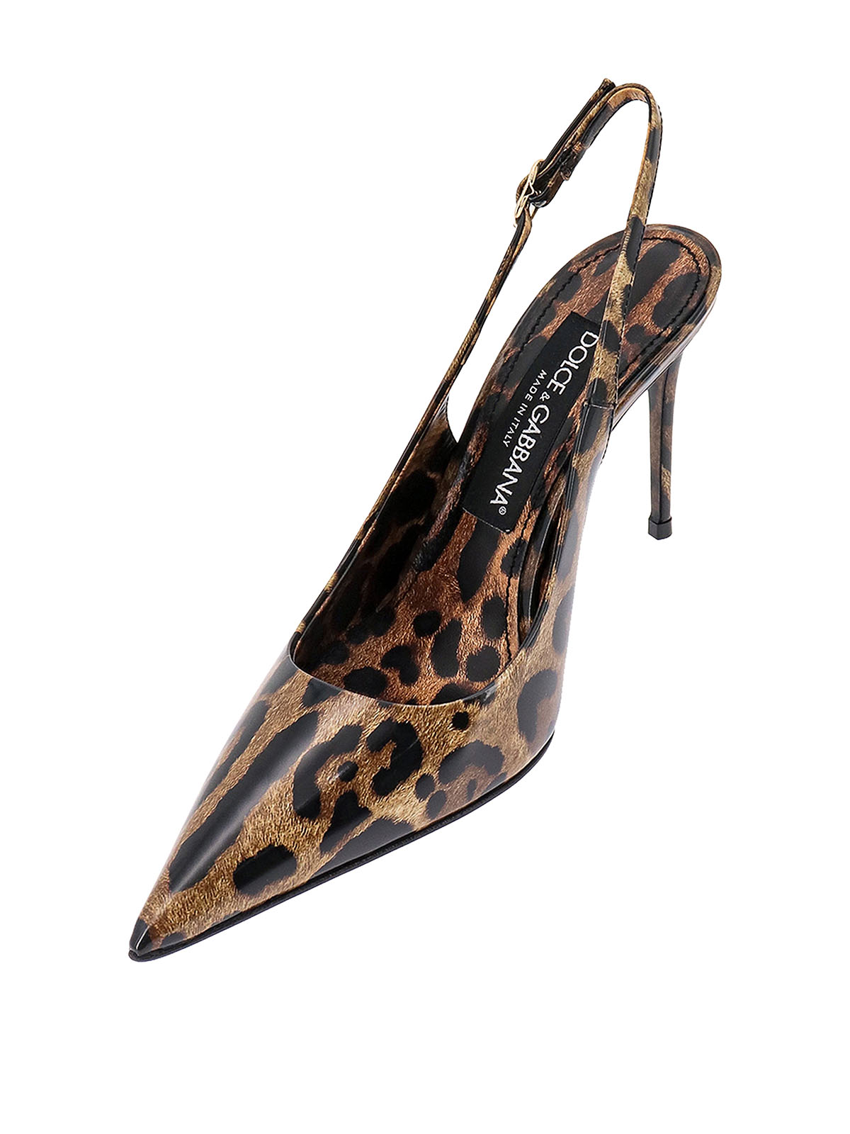 Shop Dolce & Gabbana Leather Slingback With Animalier Print In Estampado Animalier