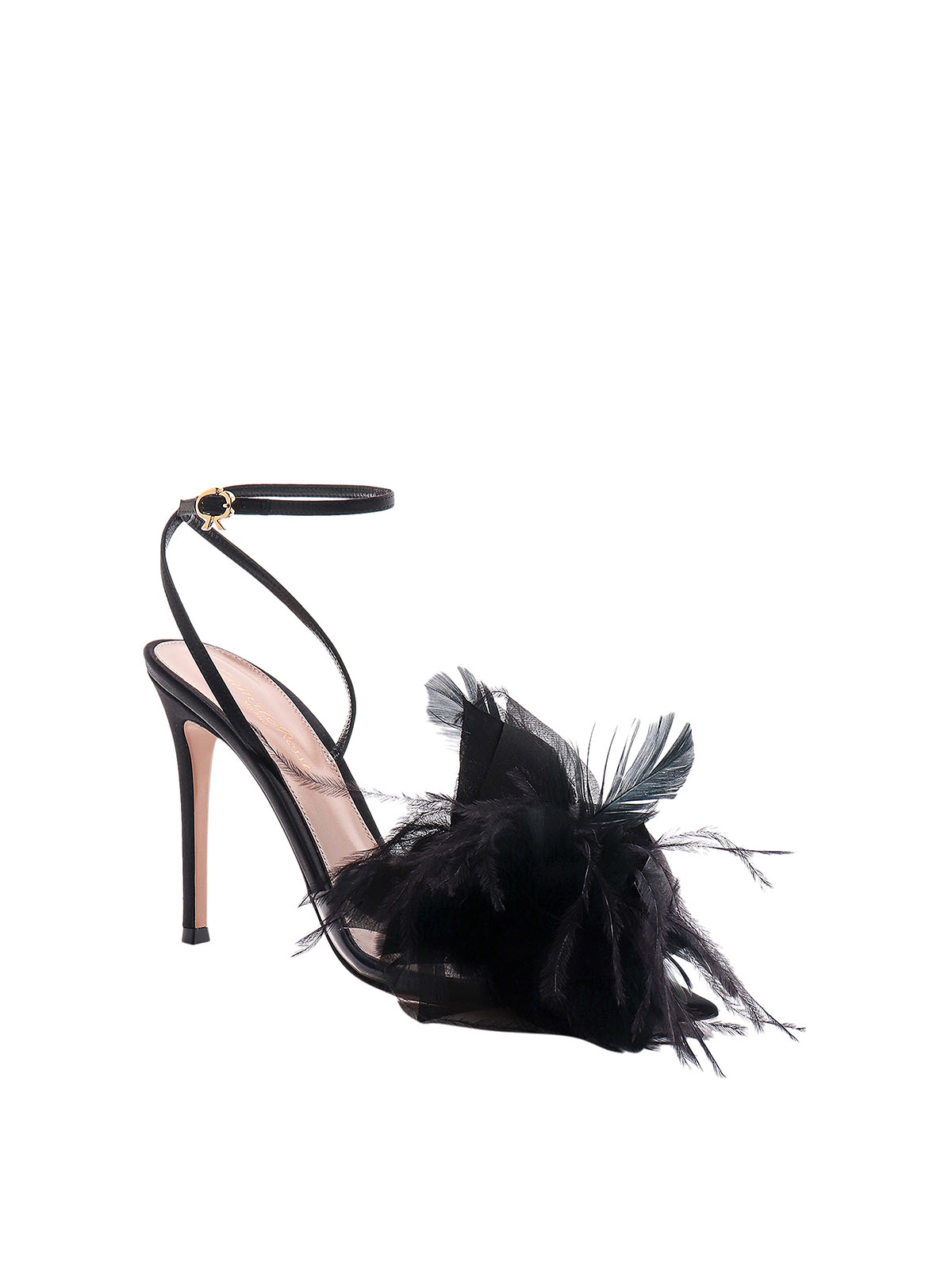 Shop Gianvito Rossi Satin Sandals With Frontal Flower In Negro