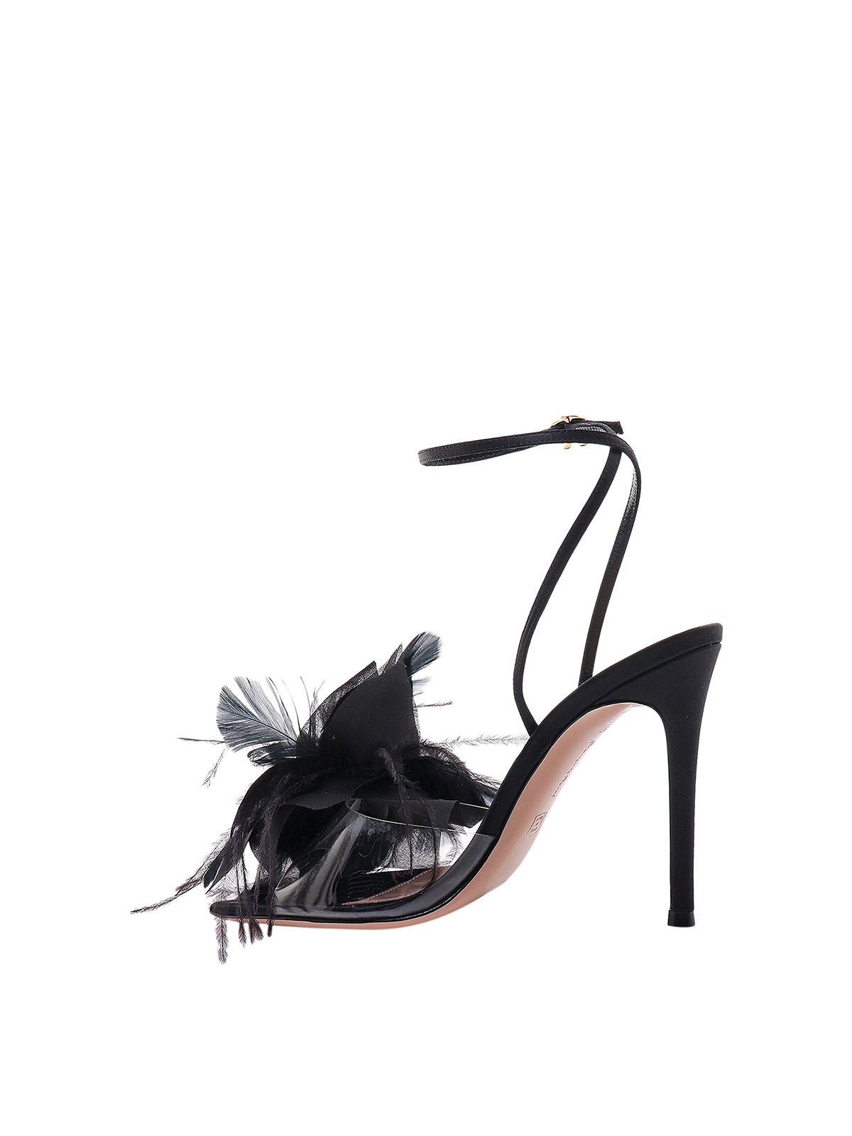 Shop Gianvito Rossi Satin Sandals With Frontal Flower In Negro