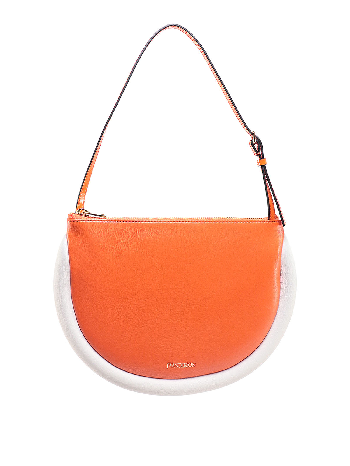 Jw Anderson Leather Shoulder Bag With Padded Profiles In Orange