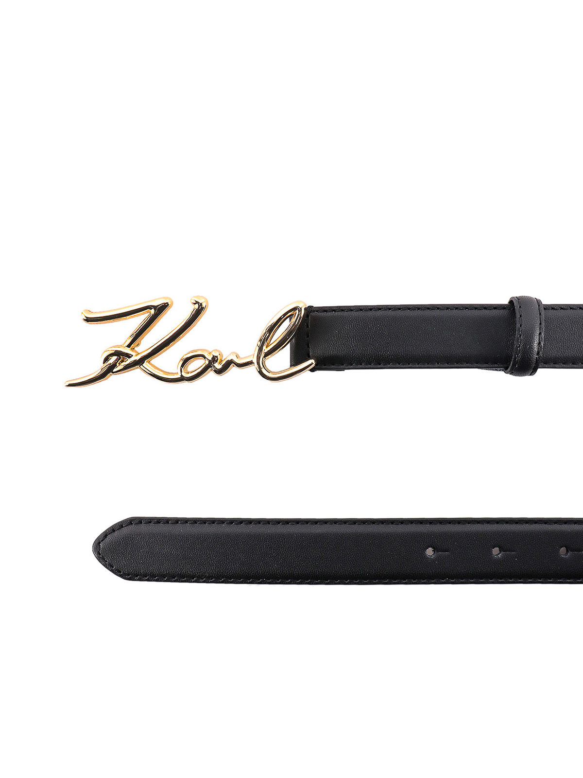 Shop Karl Lagerfeld Leather Belt With Karl Metal Buckle In Black